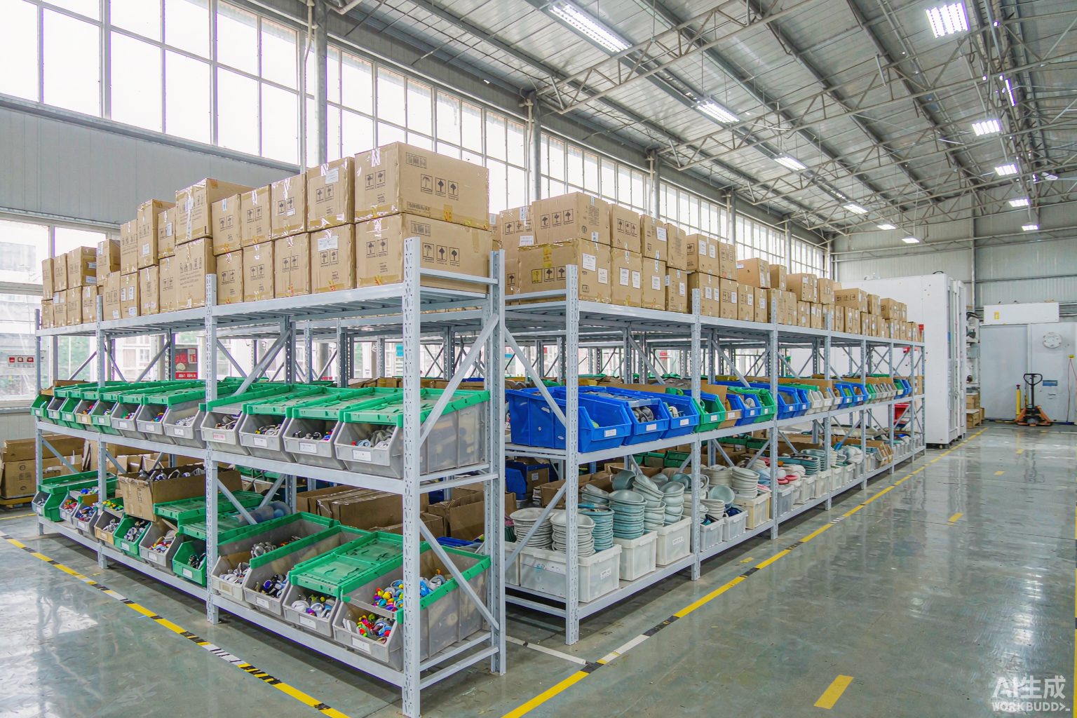 WAHAH warehouse with organized shelving for eyewear components and finished goods